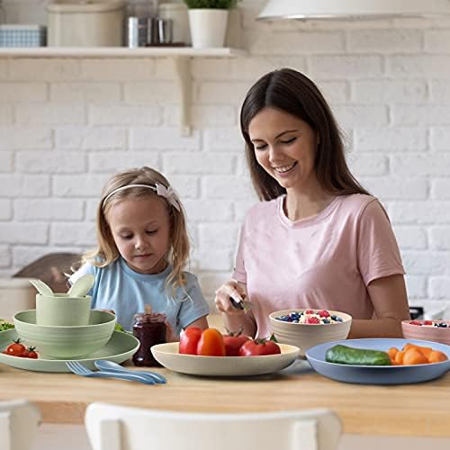 Shopwithgreen 20 PCS Wheat Straw Dinnerware Set for 4 1