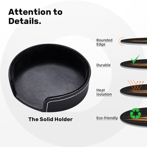 PHAYAH 6 Pack Leather Coasters With Storage Box