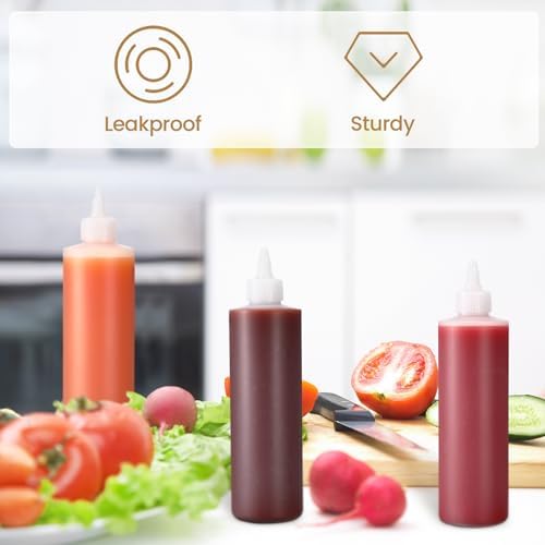 Irenare 30-Pack 16 oz White Condiment Squeeze Bottles with Twist Top Cap