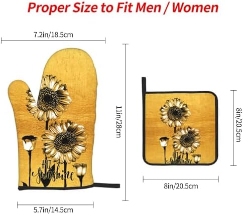 TNOKKU Sunflower Oven Mitts Set for Women