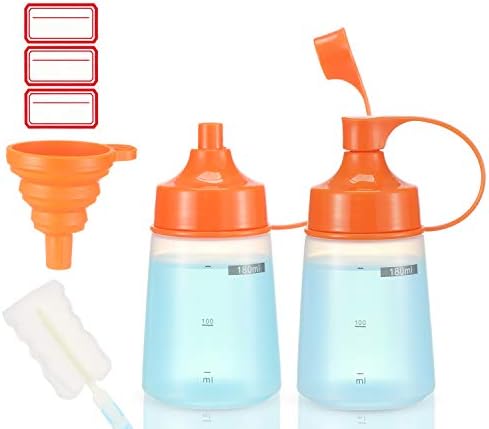 Ondiomn 2 Pack 180ml Wide Mouth Squeeze Bottles BPA Free