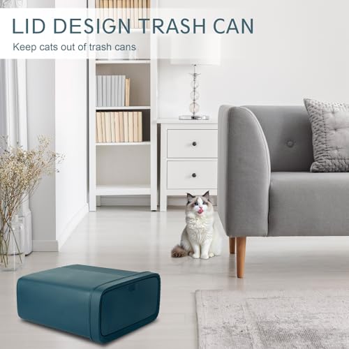 UUJOLY Small Bathroom Trash Can 24 Gallon Bluish Green
