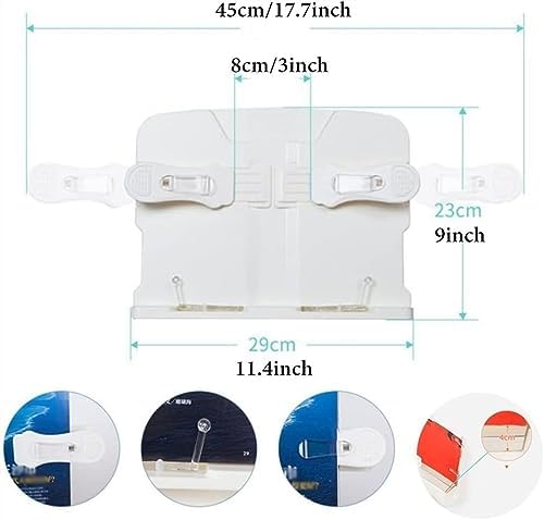 Adjustable Floor Stand Book Holder with Lamp - White