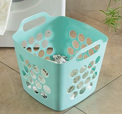 Basicwise Flexible Plastic Laundry Basket Holder Set of 3 Green