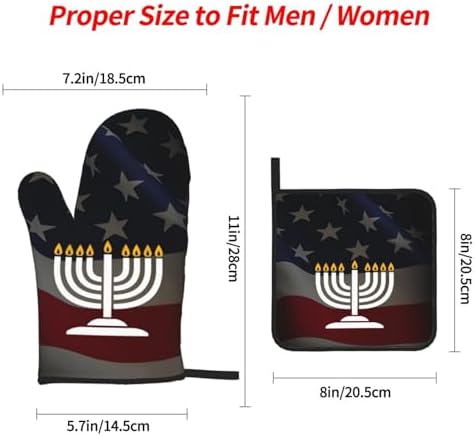 Happy Hanukkah Oven Mitts and Pot Holders Set 4 PCS 1