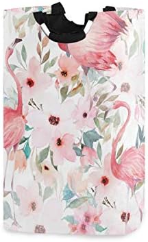 Susiyo Foldable Laundry Hamper with Handles and Floral Flamingo Design