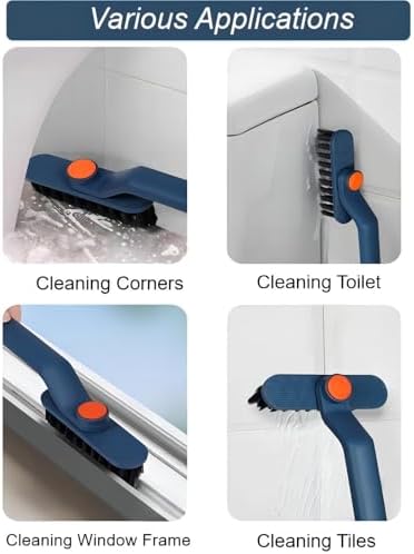 2Pcs Hard Bristle Crevice Cleaning Brush with Clip and Rotating Handle