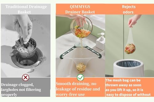 QIMMYGS Corner Sink Strainer with 100 Bags