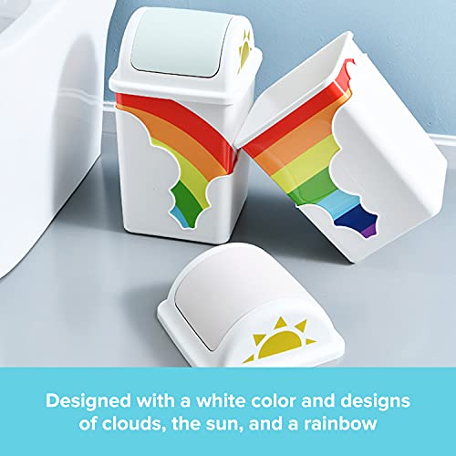 Rainbow Trash Can for Kids Room with Swing Top Lid