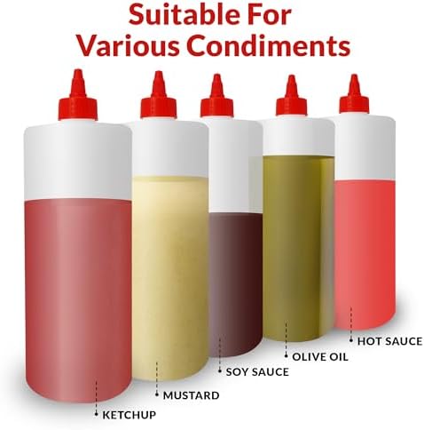 Reli 32 oz Clear Condiment Squeeze Bottles 4 Pack