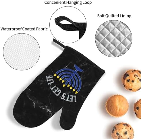 Happy Hanukkah Oven Mitts and Pot Holders Set 4 PCS