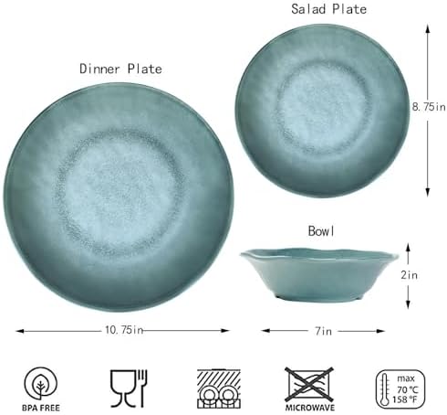 Miss Yip Melamine Dinnerware Set for 4 12 Pcs Durable Plates Bowls