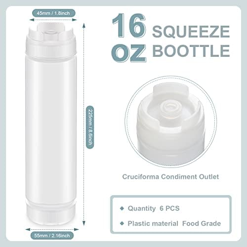 Sabary 6 Pcs 16 oz Condiment Squeeze Bottles