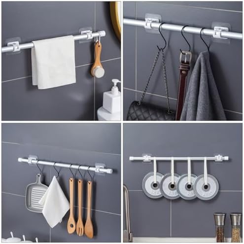 Amosfun 4Pcs No Drill Transparent Shower Rod Holder