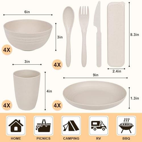 Idealic Wheat Straw Dinnerware Set 28-Piece