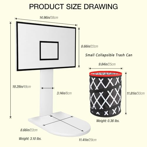 LXURY Basketball Hoop Trash Can - Collapsible Wastebasket for Home Office Gym
