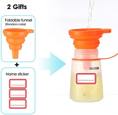 Ondiomn 2 Pack 180ml Wide Mouth Squeeze Bottles BPA Free
