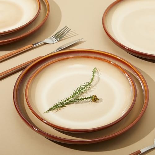Pokini 12-Piece Dinnerware Set for 4 Brown Yellow