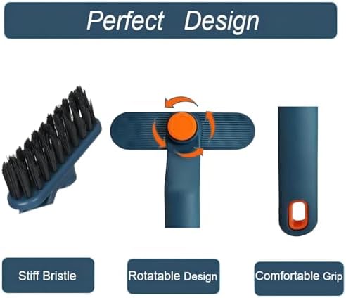 2Pcs Hard Bristle Crevice Cleaning Brush with Clip and Rotating Handle