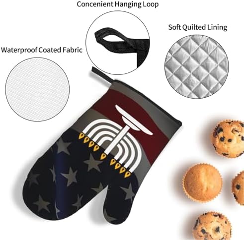 Happy Hanukkah Oven Mitts and Pot Holders Set 4 PCS 1