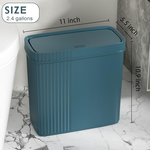 UUJOLY Small Bathroom Trash Can 24 Gallon Bluish Green