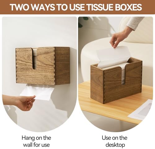 KIRIGEN Wood Paper Towel Dispenser - Wall Mounted and Countertop