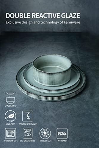 Famiware Smoky Blue Dinnerware Set for 6 18-Piece Stoneware