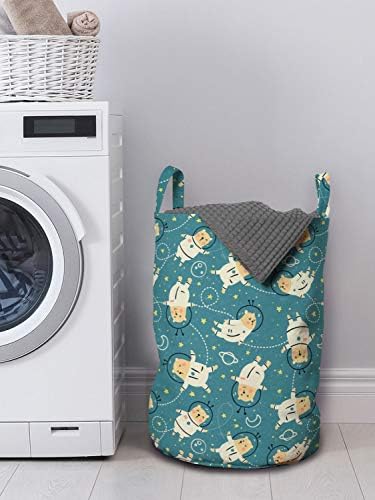 Ambesonne Space Laundry Bag - Teal Multicolor 13x19