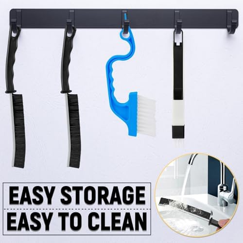 Pinsit 4Pcs Crevice Cleaning Brush Set with Hooks for Kitchen and Bathroom