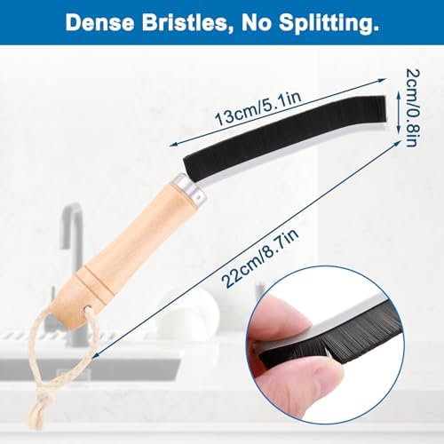 Hard Bristle Crevice Cleaning Brush Set 3PCS Wood Handle