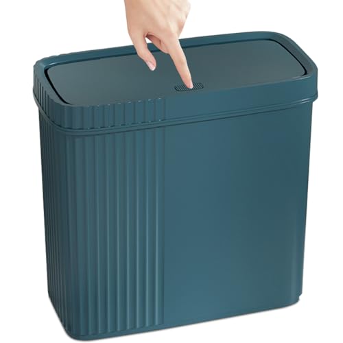 UUJOLY Small Bathroom Trash Can 24 Gallon Bluish Green