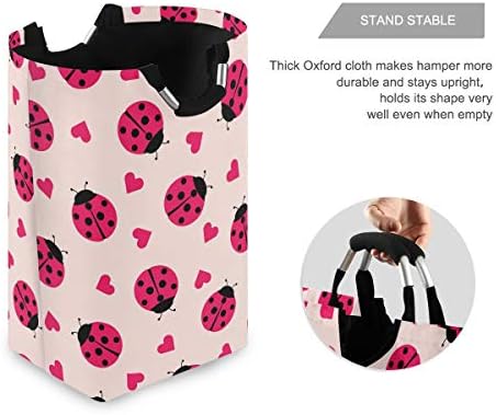 MOYYO Foldable Laundry Basket with Handles and Unique Ladybug Design 1