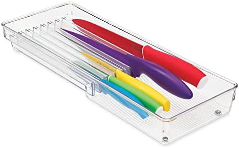 InterDesign Linus Kitchen Knife Storage Drawer Organizer - Clear