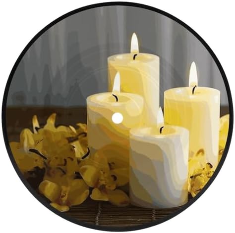Yellow Butterfly White Candles Retro Vinyl Record Coasters