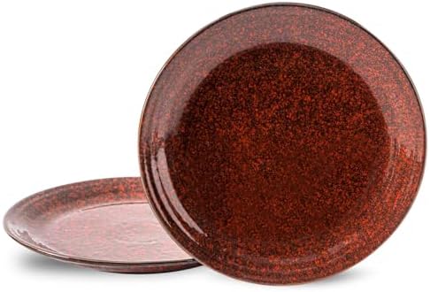 Hasense 2 Piece Porcelain Dinnerware Set Red 10 Inch Plates