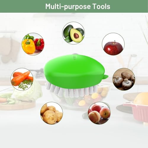 2pcs Vegetable Brush with Non-Slip Grip and Dots Remover