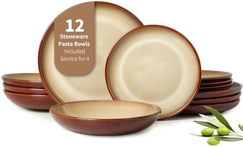 Pokini 12-Piece Dinnerware Set for 4 Brown Yellow