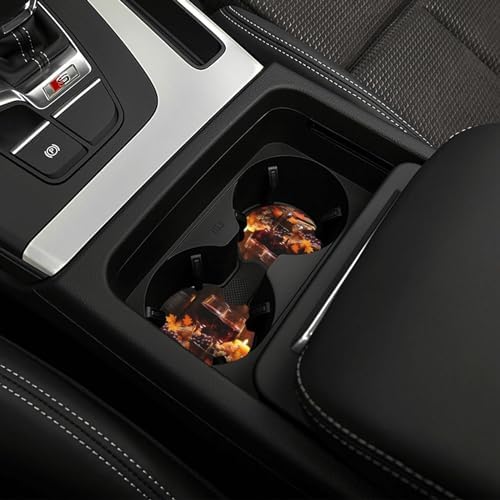 Red Wine and Candles Print Car Coasters 2 Pack Anti-Slip
