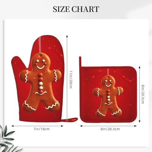SHIRMDIY Oven Mitts and Potholders Gingerbread Man Christmas Silicone Set