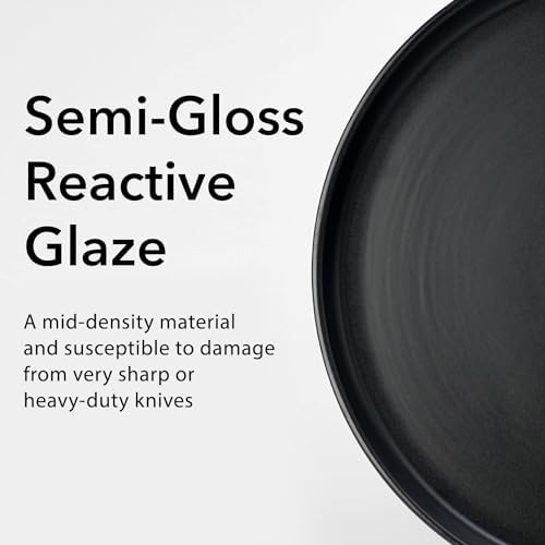ARORA SKUGGA 16pc Round Stoneware Dinnerware Set for 4 - Matte Black