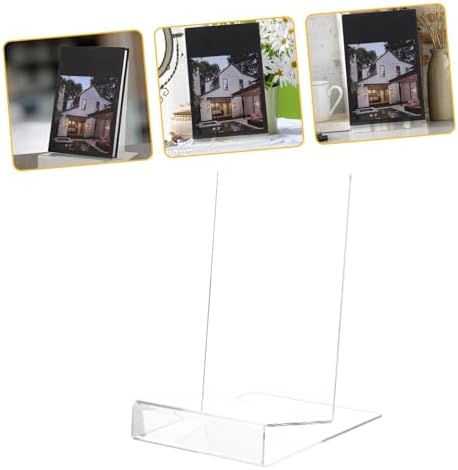 SEWACC Acrylic Book Display Stand Transparent L-Shaped Cookbook Holder