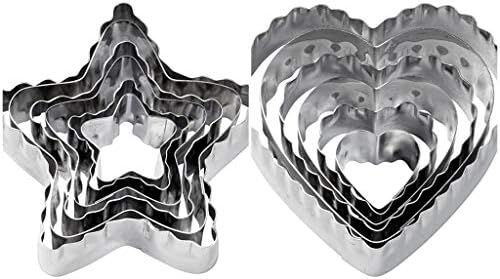 Wilton 6-Piece Nesting Fondant Cutters Hearts Stars Silver