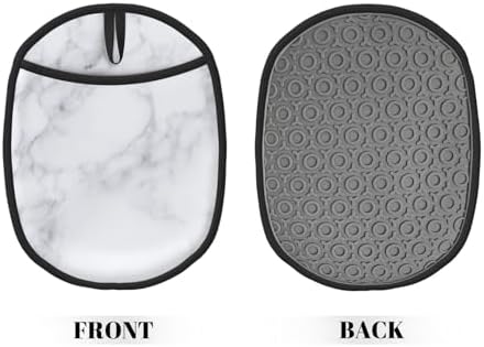 White Marble Silicone Oven Mitts 2 Pack