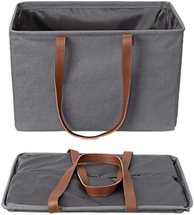 Navaris Collapsible Laundry Baskets Set of 2 Gray