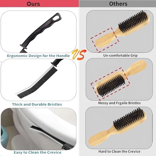 Popaice Stiff Bristle Crevice Brush 2 Pcs - Kitchen Bathroom Cleaning Tool