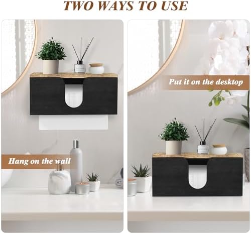 2 Pack Solid Wood Paper Towel Dispenser with Lid Wall Mount