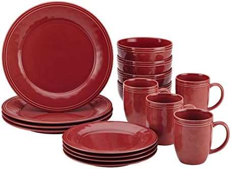 Rachael Ray Cucina 16-Piece Dinnerware Set Cranberry Red
