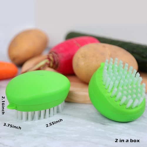 2pcs Vegetable Brush with Non-Slip Grip and Dots Remover