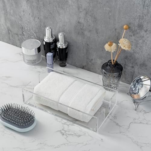 MyGift Premium Clear Acrylic Towel Tray for Vanity Countertop