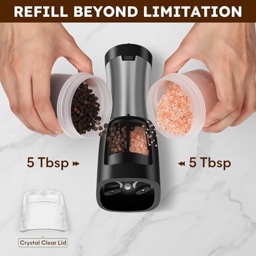 USB Rechargeable 2 in 1 Salt Pepper Grinder Set